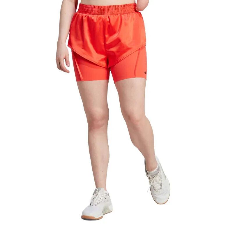 Adidas Shorts Womens Xs Power Aeroready 2-In-1 Il9446 Orange Compression Nwt